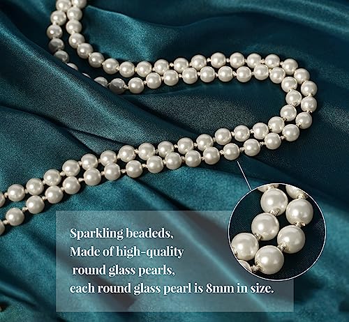 1920s Pearls Necklace Fashion Faux Pearls Gatsby Accessories Vintage Costume Jewelry Cream Long Necklace for Women
