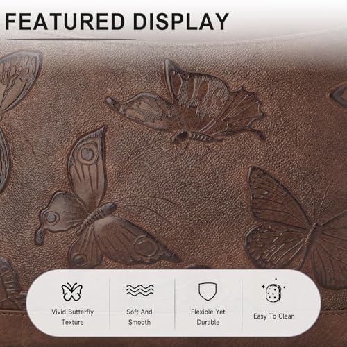 KITEVIUN Crossbody Bags for Women Trendy, Vegan Leather Medium Butterfly Hobo Purse, Women's Shoulder Handbags - color: 02-coffee