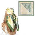 35 Inches Silk Head Scarf-Satin Hair Scarves Silk Bandana Scarf Headscarf for Women's Fashion Scarves - color: Green-spliced Cashews