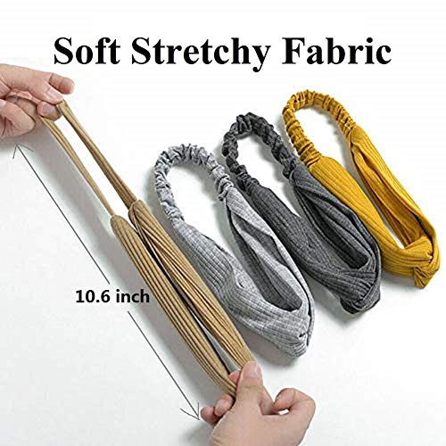 Huachi Headbands for Women Twist Knotted Women Head Bands Boho Stretchy Hair Bands Non Slip for Girls Criss Cross Turban Plain Headwrap Yoga Workout Vintage Hair Accessories, Solid Color - color: Lucky Charm