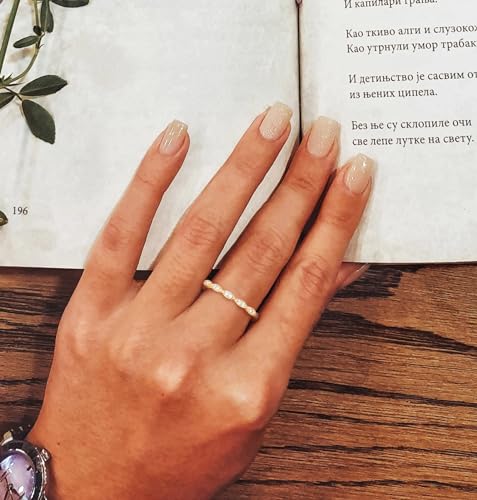 TIGRADE Eternity Ring Oval Milgrain Cubic Zirconia Anniversary Stacking Ring CZ Wedding Band for Women Size 3-13 - color: Gold