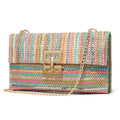 SWEETV CHUNLI Straw Purse Woven Beach Bag Summer Clutch Purse Boho Crossbody Bags for Women Small Raffia Shoulder Bag - color: Rainbow