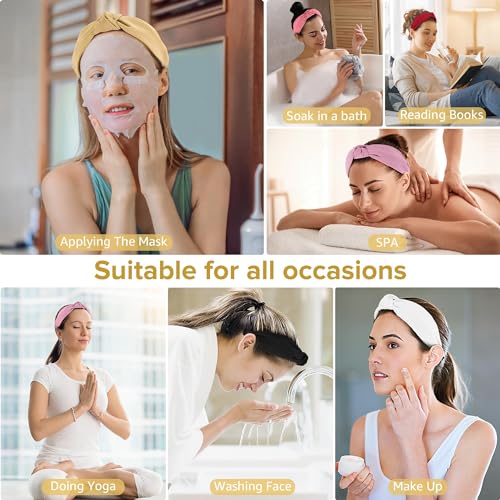DiyJibb Headbands for Women Girls - 6PCS Stylish Top Knotted Headbands - Knotted Headband for Women - Head Bands Wide Hairband Hair Accessories - color: pink，yellow，white，red，black，light pin