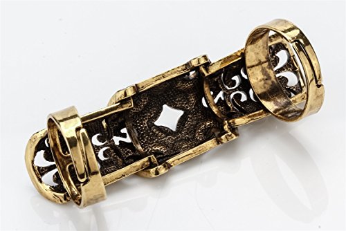 Szxc Jewelry Women's Crystal Double Full Finger Armor Knuckle Ring Adjustable - color: antique gold