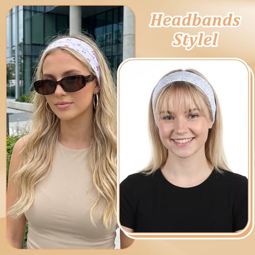 Tyqour 8pcs Women's Headbands Fashion Non Slip Cute Headband for Women Hairpin Headband Soft Fabric Girls Elastic Headbands Spring Summer Outfit