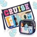 Hillban 2 Pcs Cruise Gifts Chenille Letter Bags Nautical Anchor Makeup Cosmetic Bags Sunscreen Clear Toiletry Travel Pouch Waterproof Purse Sailboat Cruise Survival Kit Portable Storage Organizer - style: Cruise Theme
