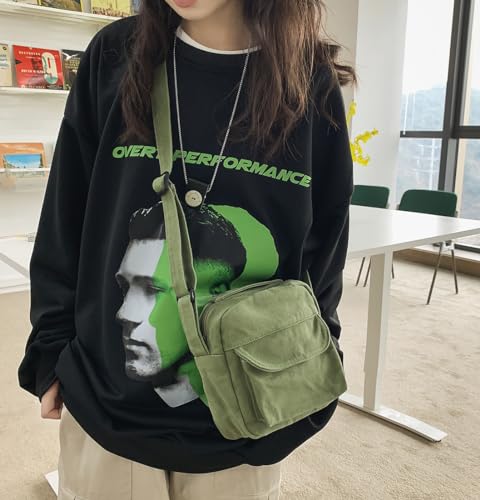 Small Crossbody Bag Cute Purse Mini Canvas Crossbody Purse Phone bag - color: Green