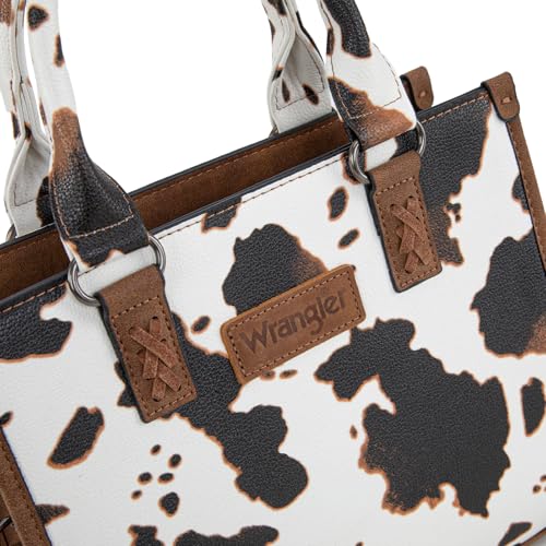 Montana West Wrangler Tote Bag for Women Aztec Western Retro Purse Top Handle Handbags - color: Angel Cow Brown