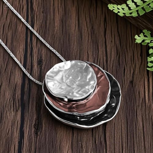 Boho Stud Earring Necklace Set,Vintage Jewelry Set,Trendy Dangle Disc Necklace Jewelry Sets for Women - color: Grey-Khaki