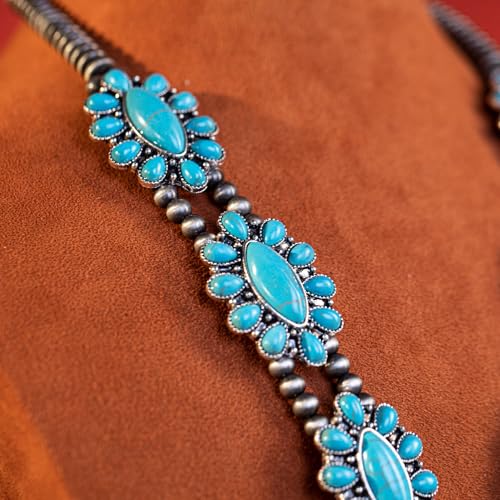 Montana West Rustic Couture's Western Jewelry Set for Women Cowgirl Vintage Western Necklace Earring - color: C-Turquoise