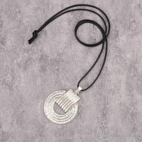 JAOYU Bohemian Necklaces for Women Leather Necklace Wood Pendant Choker Long Brown Necklace Chunky Circle Boho Hippie Jewelry - style: Boho Leather Necklace Women