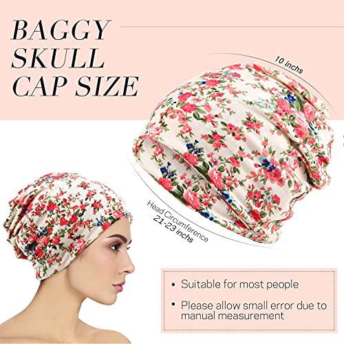 SATINIOR 5 Pieces Women's Slouchy Beanie Chemo Hat Stretch Cancer Head Wraps Sleep Head Scarf for Cancer Patient - color: Multicolor, style: Stylish Style