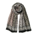 Paisley Pashmina Feel Shawls Wraps for Women Rave Scarf Soft Silky Exotic Boho All Seasons - color: Grey Pink