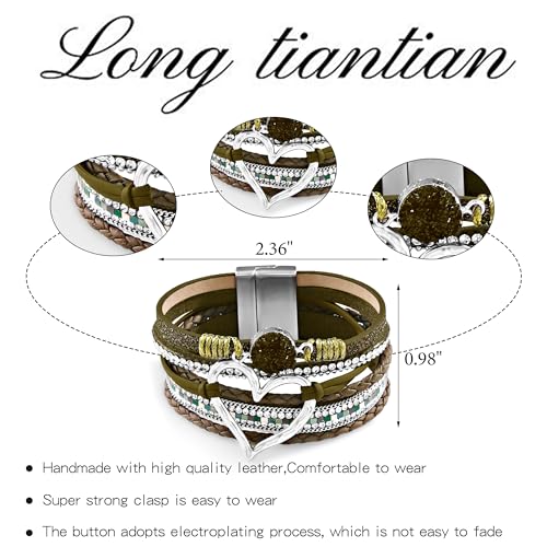 Long tiantian Boho Leather Wrap Bracelets Gifts Trendy Stuff Layered Bangles Bracelets for Women Modern Stackable Infinity Bracelets Bohemian Jewelry Gifts for Women Birthday Gifts - color: C7:Bangle Bracelets(brown)
