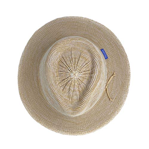 Wallaroo Hat Company Women's Victoria Fedora – UPF 50+ UV Protection, Wide Brim, Packable & Adjustable Sun Hat - color: Mixed Beige, size: Medium
