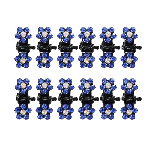 VOCOSTE 12 Pcs Mini Hair Claw Clip, Small Rhinestone Hair Clips, Metal Little Hair Clips for Women and Girl Flower Hair Accessories, Dark Blue - color: Dark Blue
