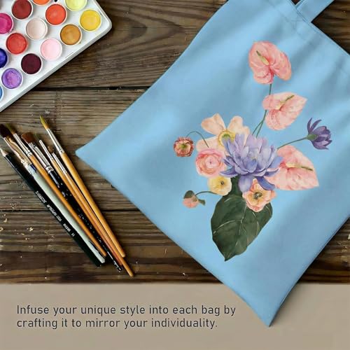 1 Pack Available Premium Canvas Reusable Tote Gift Bags,Made of Natural Canvas with Handle,Work,DIY,Shopping(Light Blue) - color: D2-light Blue 1 Pack