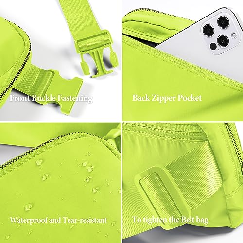 ODODOS Unisex Mini Belt Bag with Adjustable Strap Small Fanny Pack for Workout Running Traveling Hiking, Neon - color: Neon