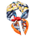 Stlvoll 27.5" Silk Neck Scarf of Women's Fashion Head Scarf Square Neck Satin Scarfs for Bag Hair Scarves Gift - color: Flower/Red/Orange/Black