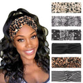 DRESHOW 6 Pack Boho Non-Slip Headbands for Women Girls Yoga Workout Running Knotted Turban Floral Printed Elastic Head Wrap - color: 6 Pack: Cross Printed a