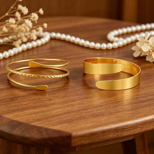Long tiantian Arm Cuff Gold Bangles Cuff Bracelets Adjustable Upper Arm Jewelry for Women Beach Jewelry Trendy Stuff Gifts - color: A4:Arm Cuff