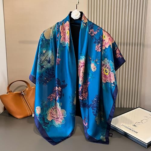 XL 43 Inch Extra Large Square Scarf Fashion Scarves Silk Feeling Hair Scarf Wrapping Scarfs Night Sleeping Headscarf - color: Ba1016