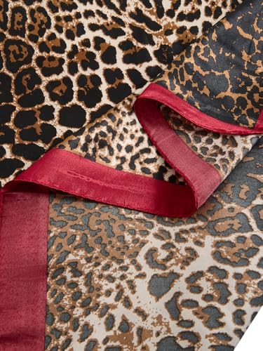 RoseSeek Women's Cheetah Print Silk Head Scarf Leopard Satin Rave Hair Scarf Headband Square Scarves - color: Cheetah Red