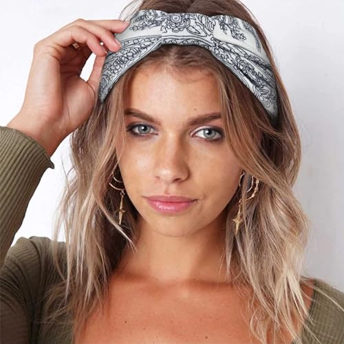 Awumbuk Wide Headbands for Women Knotted No Slip Head Bands Soft Turban Headband Hair Accessories Boho African Solid Color Head Wraps for Women Yoga Workout (Blue) - color: Blue