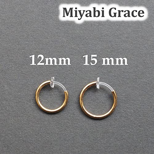 Silver Small for Women Comfortable Plastic Invisible Clip On Hoop Earrings Men Fake Nose Ring Faux Lip Septum Ring Fake Cartilage Earrings 12 mm Spike Cross Feather 15mm Unisex Gold Non Piercing Lobes - color: 15mm Gold