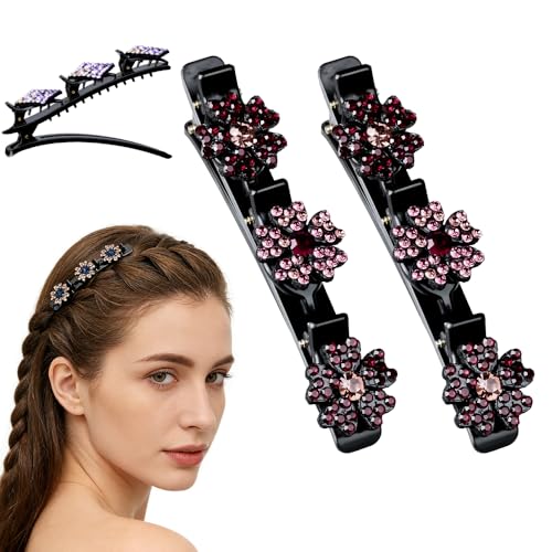 Sparkling Crystal Stone Braided Hair Clips, 2026 New Rhinestone Hair Clips Hair Braid Clips, Girls/Women Hair Accessories for Styling Sectioning (17#) - color: 17#