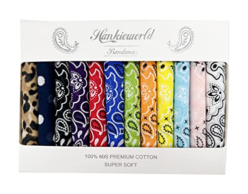 Bandanas Gift Set 12 Pack Soft Thin Handfeel Cotton Bandanna Scarf for men - color: Assorted