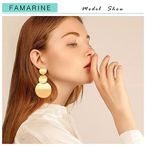 FAMARINE Gold Silver Disc Dangle Earrings for Women - style: style A