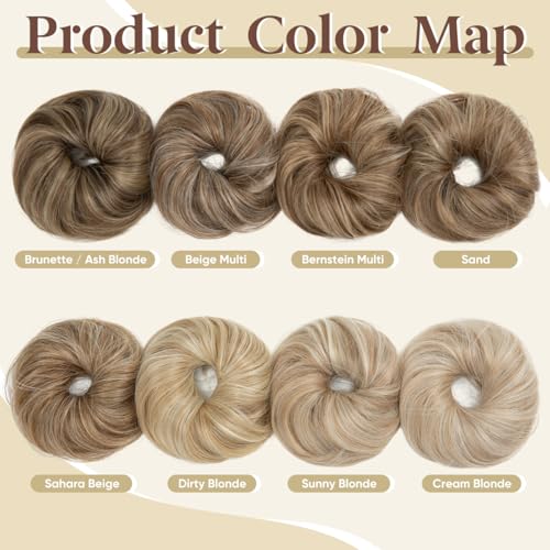 CJL HAIR 2PCs Small Cute Messy Bun Hair Piece for Thin Hair Women Mini Synthetic Curly Bun Scrunchies Updo Hairpieces Cream Blonde - color: 2PCS-Cream Blonde