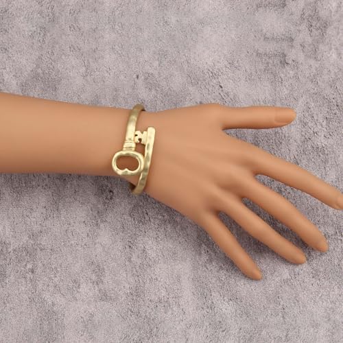 Gold Cuff Bracelet for Women Silver Beaded Bracelets Open Bangle Stackable Stretch Bead Bracelet Boho Jewelry Gifts for Wife Couple - style: Chunky Gold Arm Cuffs Set