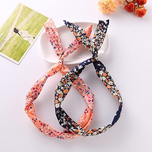 6Pcs Fashion Twist Bow Wire Headbands Head Wrap Bunny Rabbit Ears Wired Hairbands Hair Holder Hair Accessories for Women and Girls