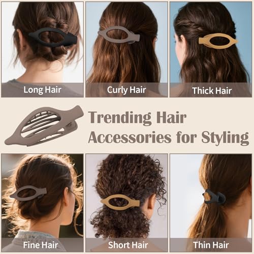 9 Pack Flat Hair Clips for Women, Matte Claw Clips for Thick & Thin Hair, Suitable for Driving (Beige,Camel,Black) - color: Beige/Camel/Black-Regular