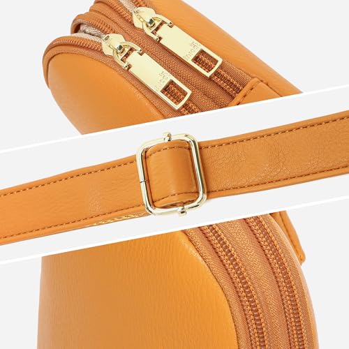 INICAT Women's Small Sling Bag, Lightweight Everyday Vegan Leather Crossbody Purse for Daily Essentials and Travel Light - color: Mustard Yellow, size: Small