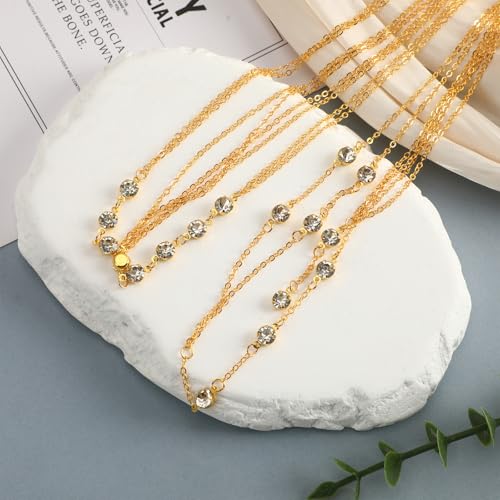 SANNIX 2 Piece Gold Plated Body Chain,Layered Belly Chains Rhinestone Jewelry Lingerie Bikini Waist Bra Chain Belt Accessories for Women for Summer Beach Date Night