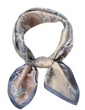100% Mulberry Silk Neck Scarf 21''x21'' Small Square Hair Scarf for Women Men Lightweight Bandana Envelope Package - color: Cashew- Blue