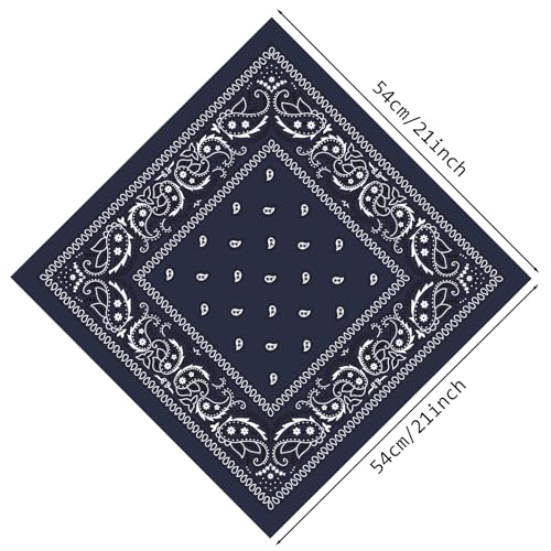 PLULON Bandanas for Men Women 4/12/24/30 Pack, Paisley Pattern Bandana Bulk Headbands Handkerchief Face Mask 100% Polyester - color: Black, Navy Blue, Gray, White