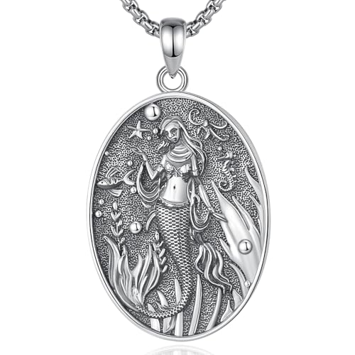 INFUSEU Mystical Hecate Triple Moon Goddess Necklaces, Divine Feminine Protection Gifts - style: Mermaid