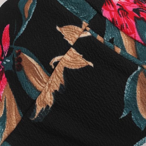 ZLYC Chemo Headwear for Women Pre Tied Turban Headwear Lightweight Beanie Hat - color: Flowers Black