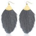 Earrings for Women Colorful Layered Leaf Earrings Bohemian Dangle Drop Tassel Silver Earrings Women Gifts - style: Gray