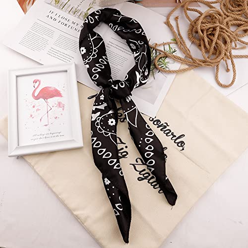 NZKNP Silk-Like Head Scarf - Women's Bandana Wraps - color: 31-black, size: 35"*35"