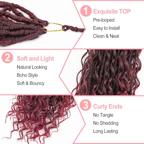 Goddess Locs Crochet Hair 7 Packs Bohemian Faux Locs Pre-Looped Braids, Boho Goddess Soft Locs Crochet Hair with Curly Ends Hair Extensions for Women (TBUG#, 24Inch) - color: TBUG#, size: 24 Inch