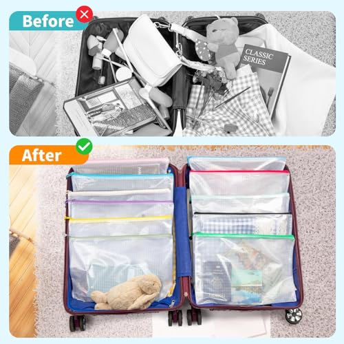 Umriox A4-48P 48pcs Mesh Zipper Pouch Bags, 16 Color, Clear Zipper Pouches for Organizing, Office, Home, Travel - style: A4-48P