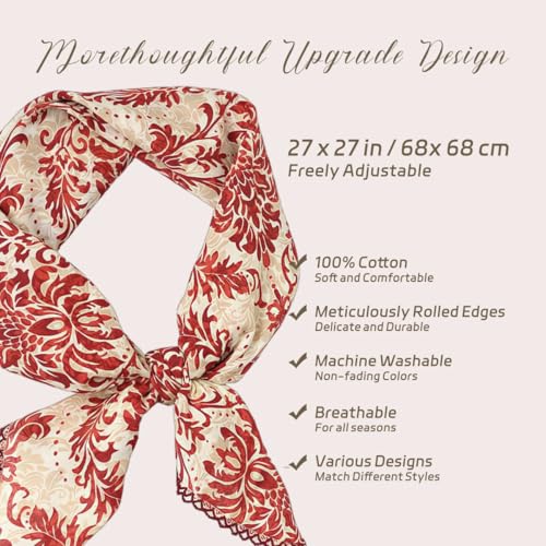 Cotton Bandana,Large Bandanas for Women,Head Coverings for Women,Head Scarf Handkerchief, Square Headband 27" x 27" - color: 27-01-totem-red
