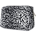 Narwey Cute Cheetah Makeup Bag Travel Cosmetic Bag Organizer Toiletry Bag Make Up Bags with Compartments for Women Girls (Large, Black Leopard) - color: Black Leopard, style: Large