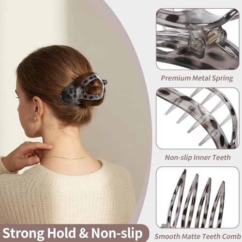 9 Pack Flat Hair Clips for Women, Matte Claw Clips for Thick & Thin Hair (Tortoise) - color: Tortoise-Regular