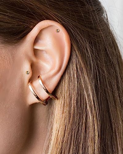 COCHARM 14k Solid Gold 16g Labret Studs Real Yellow Gold Medusa Monroe Madonna Stud Lip Piercing Helix Cartilage Conch Earring Stud - color: Yellow Ball-6mm